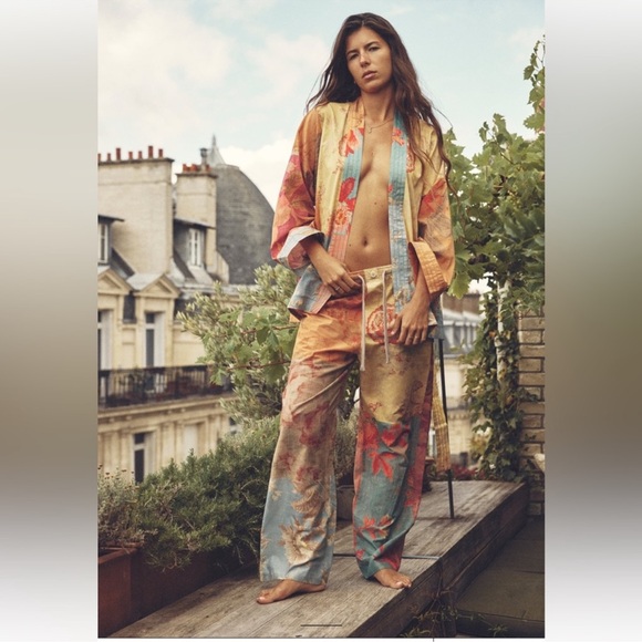 NWT ZARA PATCHWORK PRINT KIMONO with Belts Size Medium/Large - Picture 11 of 12